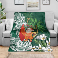 Polynesian Blanket Tropical Santa - Plumeria Green Vintage