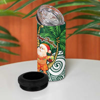 Polynesian 4 in 1 Can Cooler Tumbler Tropical Santa - Plumeria Green Vintage