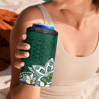 Polynesian 4 in 1 Can Cooler Tumbler Tropical Santa - Plumeria Green Vintage