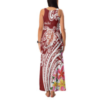 Aloha Hawaii Island Personalized Family Matching Tank Maxi Dress and Hawaiian Shirt Crimson Dreamy Turtle