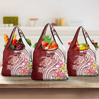 Aloha Hawaii Island Personalized Grocery Bag Crimson Dreamy Turtle