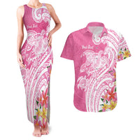 Aloha Maui Island Personalized Couples Matching Tank Maxi Dress and Hawaiian Shirt Rose Dreamy Turtle