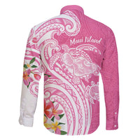 Aloha Maui Island Personalized Family Matching Off The Shoulder Long Sleeve Dress and Hawaiian Shirt Rose Dreamy Turtle LT7 - Polynesian Pride