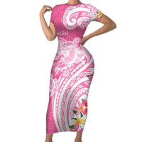 Aloha Maui Island Personalized Family Matching Short Sleeve Bodycon Dress and Hawaiian Shirt Rose Dreamy Turtle