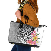 Aloha Kahoolawe Island Personalized Leather Tote Bag Ashen Dreamy Turtle