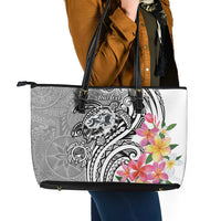 Aloha Kahoolawe Island Personalized Leather Tote Bag Ashen Dreamy Turtle