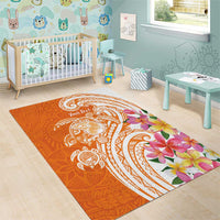 Aloha Lanai Island Personalized Area Rug Orange Dreamy Turtle