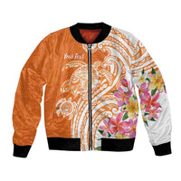Aloha Lanai Island Personalized Bomber Jacket Orange Dreamy Turtle