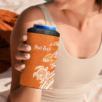 Aloha Lanai Island Personalized 4 in 1 Can Cooler Tumbler Orange Dreamy Turtle