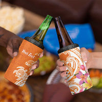 Aloha Lanai Island Personalized 4 in 1 Can Cooler Tumbler Orange Dreamy Turtle