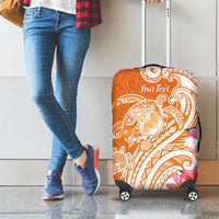 Aloha Lanai Island Personalized Luggage Cover Orange Dreamy Turtle