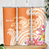 Aloha Lanai Island Personalized Skinny Tumbler Orange Dreamy Turtle