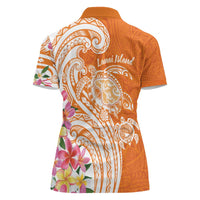 Aloha Lanai Island Personalized Women Polo Shirt Orange Dreamy Turtle