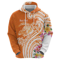 Aloha Lanai Island Personalized Zip Hoodie Orange Dreamy Turtle