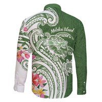 Aloha Molokai Island Personalized Family Matching Puletasi and Hawaiian Shirt Sage Dreamy Turtle