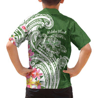 Aloha Molokai Island Personalized Family Matching Summer Maxi Dress and Hawaiian Shirt Sage Dreamy Turtle