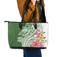 Aloha Molokai Island Personalized Leather Tote Bag Sage Dreamy Turtle