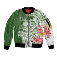 Aloha Molokai Island Personalized Sleeve Zip Bomber Jacket Sage Dreamy Turtle