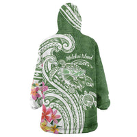 Aloha Molokai Island Personalized Wearable Blanket Hoodie Sage Dreamy Turtle