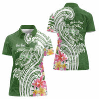 Aloha Molokai Island Personalized Women Polo Shirt Sage Dreamy Turtle