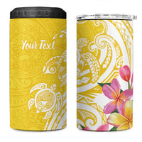 Aloha Oahu Island Personalized 4 in 1 Can Cooler Tumbler Yellow Dreamy Turtle