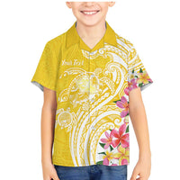 Aloha Oahu Island Personalized Family Matching Mermaid Dress and Hawaiian Shirt Yellow Dreamy Turtle