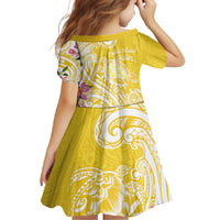 Aloha Oahu Island Personalized Family Matching Summer Maxi Dress and Hawaiian Shirt Yellow Dreamy Turtle