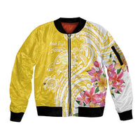 Aloha Oahu Island Personalized Sleeve Zip Bomber Jacket Yellow Dreamy Turtle