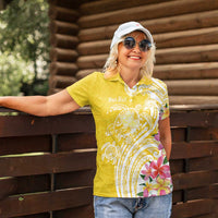 Aloha Oahu Island Personalized Women Polo Shirt Yellow Dreamy Turtle
