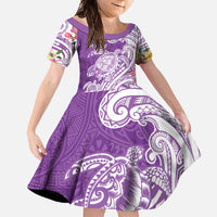 Aloha Kauai Island Personalized Family Matching Off Shoulder Maxi Dress and Hawaiian Shirt Lilac Dreamy Turtle