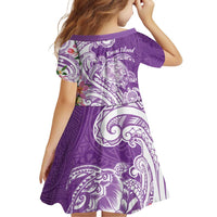 Aloha Kauai Island Personalized Family Matching Puletasi and Hawaiian Shirt Lilac Dreamy Turtle