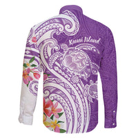 Aloha Kauai Island Personalized Family Matching Short Sleeve Bodycon Dress and Hawaiian Shirt Lilac Dreamy Turtle