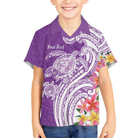 Aloha Kauai Island Personalized Family Matching Short Sleeve Bodycon Dress and Hawaiian Shirt Lilac Dreamy Turtle