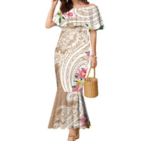 Aloha Ni’ihau Island Personalized Family Matching Mermaid Dress and Hawaiian Shirt Beige Dreamy Turtle