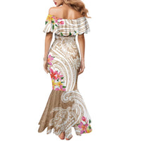 Aloha Ni’ihau Island Personalized Family Matching Mermaid Dress and Hawaiian Shirt Beige Dreamy Turtle