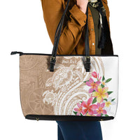 Aloha Ni’ihau Island Personalized Leather Tote Bag Beige Dreamy Turtle