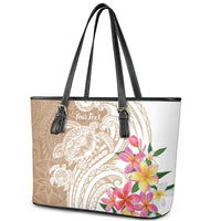 Aloha Ni’ihau Island Personalized Leather Tote Bag Beige Dreamy Turtle