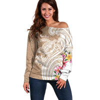 Aloha Ni’ihau Island Personalized Off Shoulder Sweater Beige Dreamy Turtle