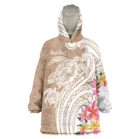 Aloha Ni’ihau Island Personalized Wearable Blanket Hoodie Beige Dreamy Turtle