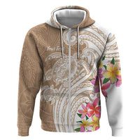 Aloha Ni’ihau Island Personalized Zip Hoodie Beige Dreamy Turtle
