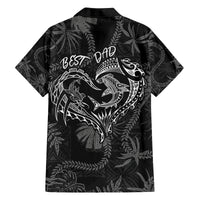 Hawaii Father's Day Vintage Lei Family Matching Long Sleeve Bodycon Dress and Hawaiian Shirt Hauoli la Makuakane - Black