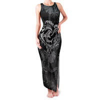 Hawaii Father's Day Vintage Lei Family Matching Tank Maxi Dress and Hawaiian Shirt Hauoli la Makuakane - Black