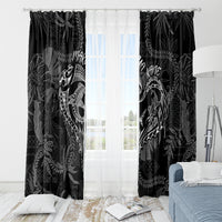 Hawaii Father's Day Vintage Lei Window Curtain Hauoli la Makuakane - Black