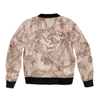 Hawaii Father's Day Vintage Lei Bomber Jacket Hauoli la Makuakane - Beige