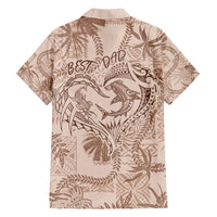 Hawaii Father's Day Vintage Lei Family Matching Short Sleeve Bodycon Dress and Hawaiian Shirt Hauoli la Makuakane - Beige