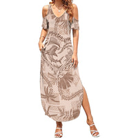 Hawaii Father's Day Vintage Lei Family Matching Summer Maxi Dress and Hawaiian Shirt Hauoli la Makuakane - Beige