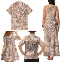 Hawaii Father's Day Vintage Lei Family Matching Tank Maxi Dress and Hawaiian Shirt Hauoli la Makuakane - Beige