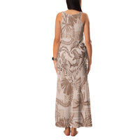 Hawaii Father's Day Vintage Lei Family Matching Tank Maxi Dress and Hawaiian Shirt Hauoli la Makuakane - Beige