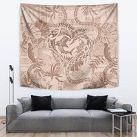 Hawaii Father's Day Vintage Lei Tapestry Hauoli la Makuakane - Beige