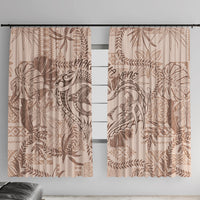 Hawaii Father's Day Vintage Lei Window Curtain Hauoli la Makuakane - Beige